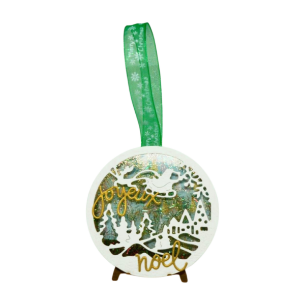 Boule de Noël - Village sous la neige Carte de Noël faite main- Boule de Noël - Village sous la neige - shaker