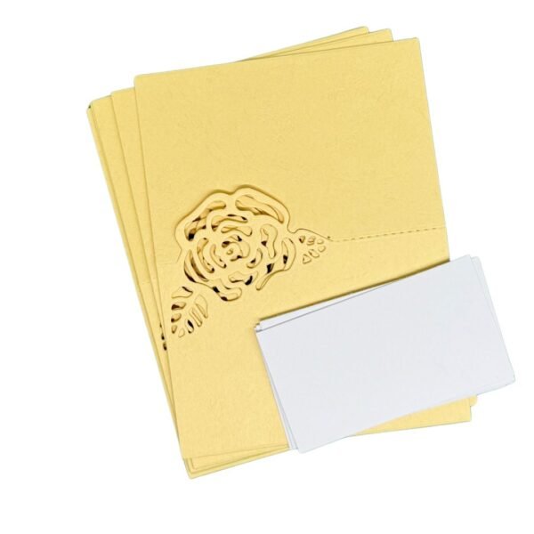 Marque-place jaune avec une rose pour toutes occasions