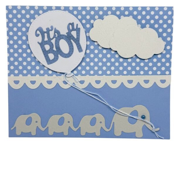 It's a Boy! Carte de naissance pour un garçon avec un éléphant faite main - C'est un garçon - It's a boy