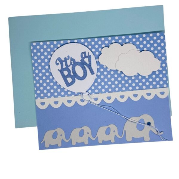 It's a Boy! - avec enveloppe Carte de naissance pour un garçon avec un éléphant faite main