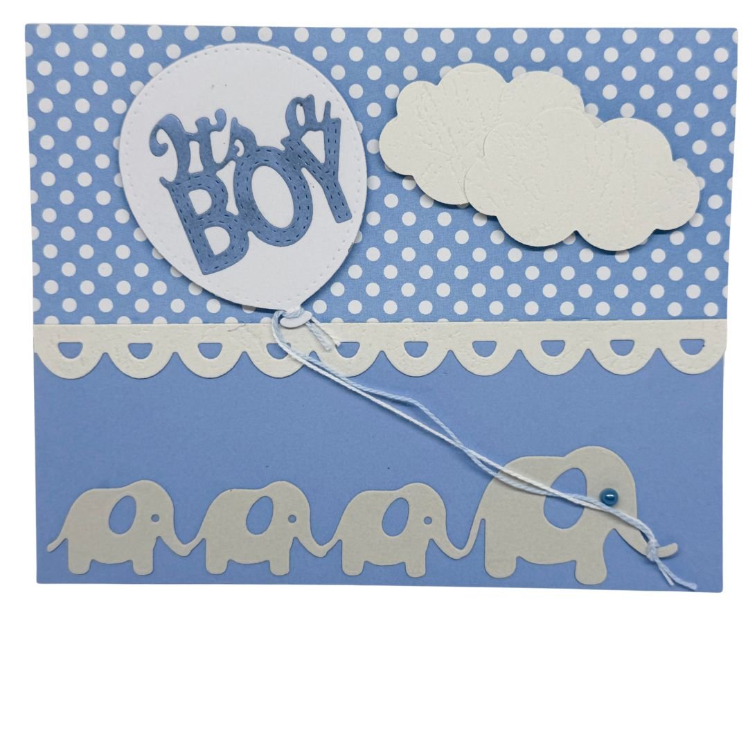 Carte de naissance Relief « It&rsquo;s a Boy » – Douceur d&rsquo;éléphanteaux