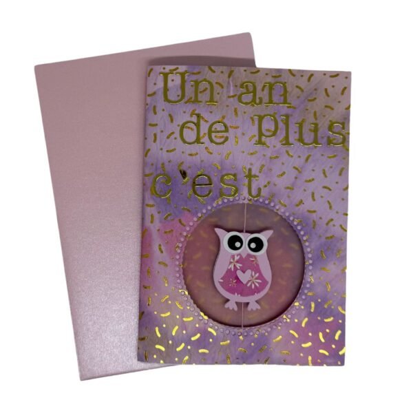 Carte d’anniversaire avec une chouette faite main