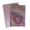 Carte chouette tournoyante avec son enveloppe rose assortie
