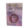 Carte anniversaire chouette tournoyante et texte un an de plus c'est chouette