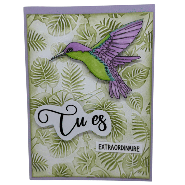 Carte toutes occasions - Tu es extraordinaire! Carte Fait Main Colibri "Tu es EXTRAORDINAIRE" | Élégance Tropicale & Message Positif | Cadeau Unique