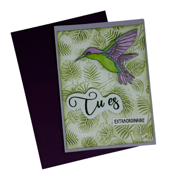 Carte toutes occasions - Tu es extraordianire! Carte Fait Main Colibri "Tu es EXTRAORDINAIRE" | Élégance Tropicale & Message Positif | Cadeau Unique