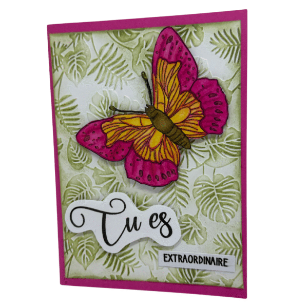 Carte Fait Main Papillon Fuchsia "Tu es EXTRAORDINAIRE" | Message Vibrant & Positif | Cadeau Unique