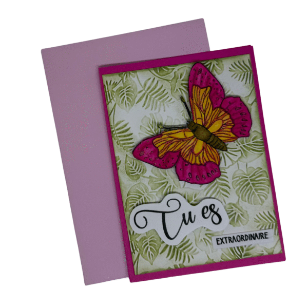 Carte Fait Main Papillon Fuchsia "Tu es EXTRAORDINAIRE" | Message Vibrant & Positif | Cadeau Unique
