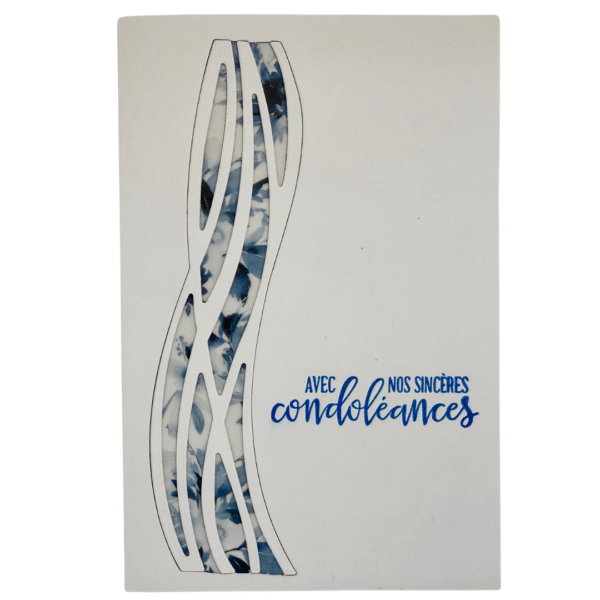 Carte de condoléances artisanale bleue - Fait main - Message de soutien - Deuil - Pensées émues
