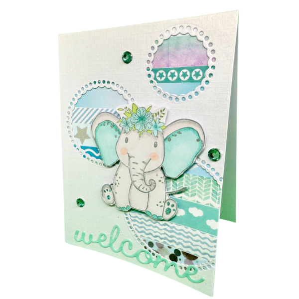 Carte de naissance - Welcome baby boy! Carte Naissance Garçon Fait Main Éléphant Mignon | Welcome Baby Boy | Cadeau Original Personnalisé