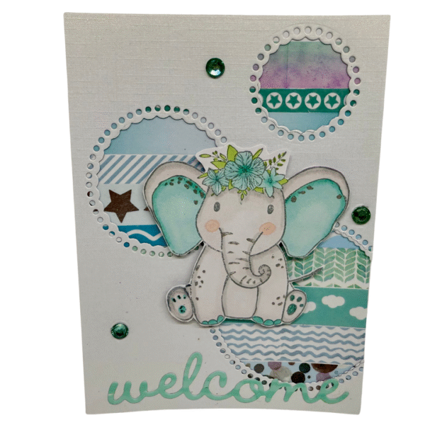 Carte de naissance - Welcome Baby boy! Carte Naissance Garçon Fait Main Éléphant Mignon | Welcome Baby Boy | Cadeau Original Personnalisé