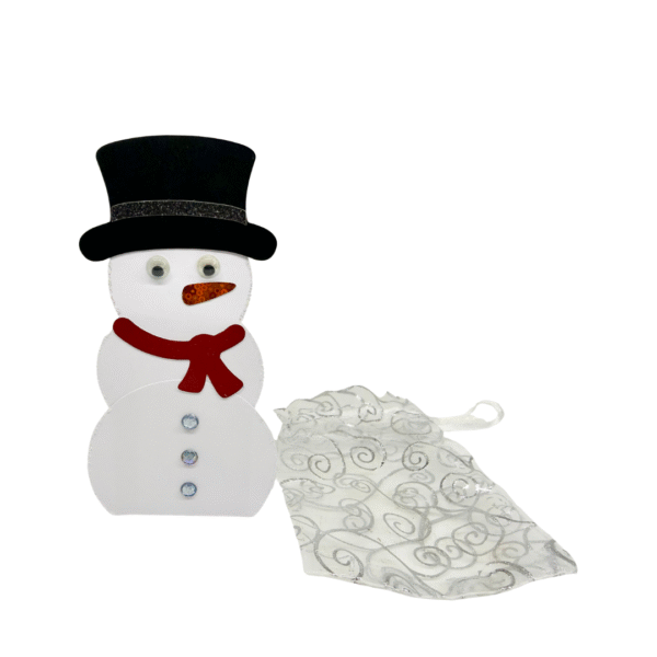 Boite Bonhomme de neige avec sachet faite main