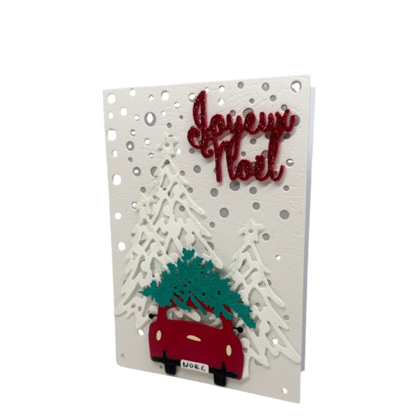 Carte En route avec le sapin de côté faite main Carte En route avec le sapin de côté faite main