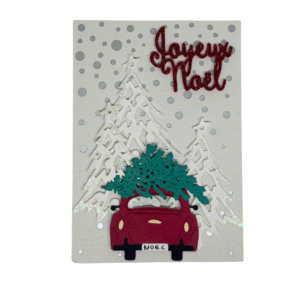 Carte En route avec le sapin faite main