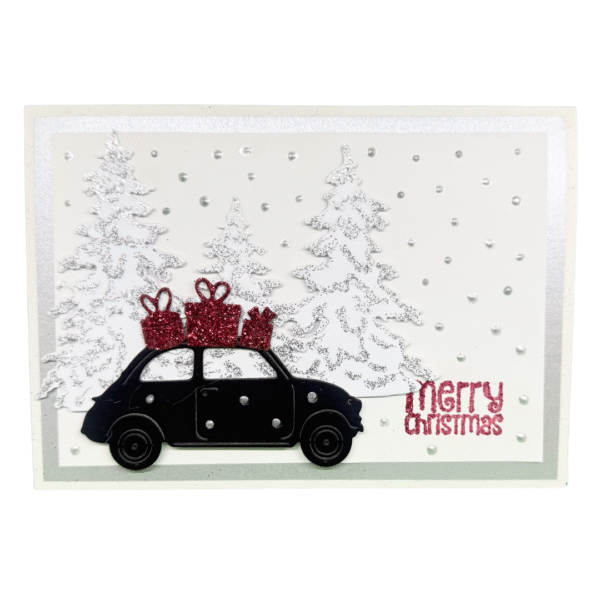 Carte Voiture de Noël faite main