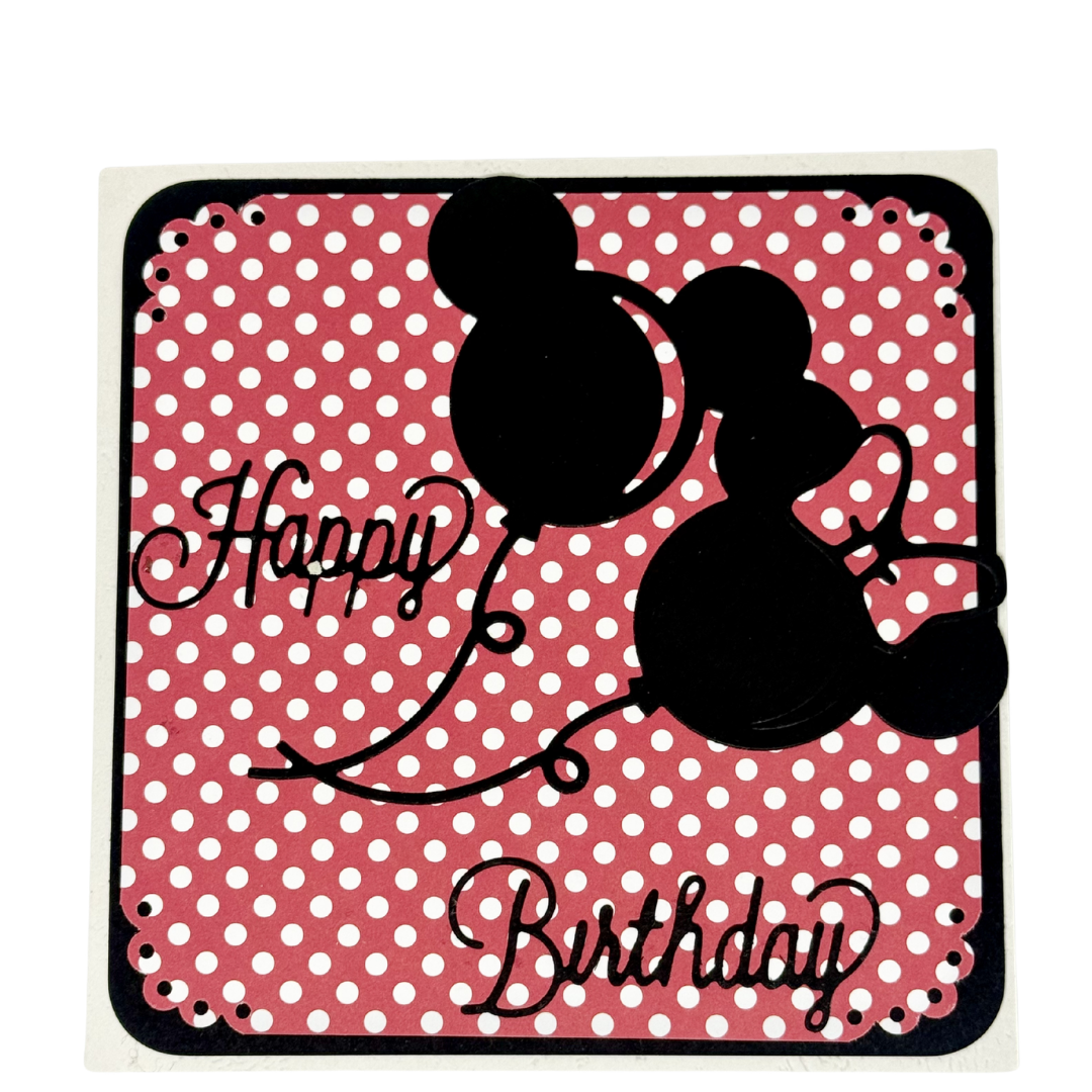 Carte Anniversaire Artisanale – Silhouettes Enchantées & Pois Rétro