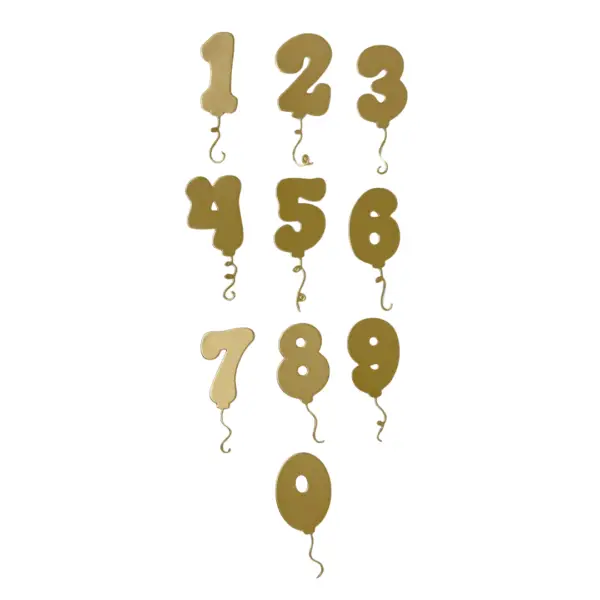 Chiffres dorés en forme de ballons festifs pour personnalisation de cartes