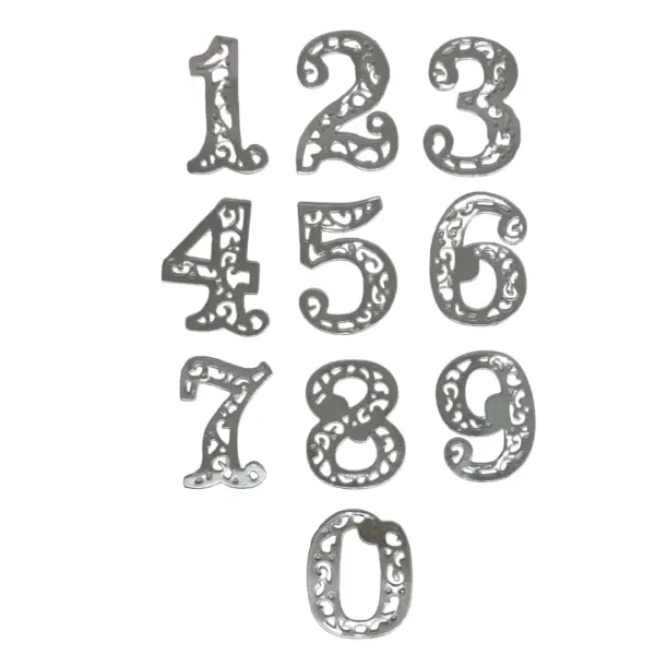 Chiffres d'anniversaire en argent style dentelle avec arabesques ajourées