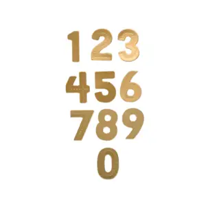 chiffres-surpiques-or-haute-couture Chiffres dorés artisanaux avec détails de points de couture en relief.