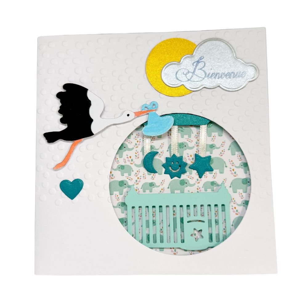 Carte de Naissance Garçon Cigogne & Chambre de Bébé