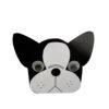 Carte d'anniversaire artisanale pour enfant représentant un bouledogue français noir et blanc avec des yeux mobiles rigolos.