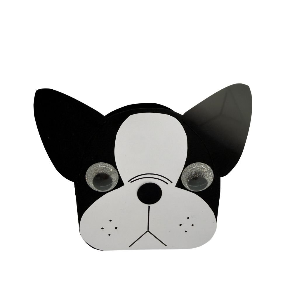 Carte Anniversaire Enfant – Bouledogue Français Noir et Blanc aux Yeux Mobiles