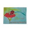 Carte d'anniversaire enfant avec une coccinelle mobile sur glissière et un coquelicot rouge.