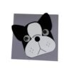 Carte d'anniversaire bouledogue français présentée avec son enveloppe