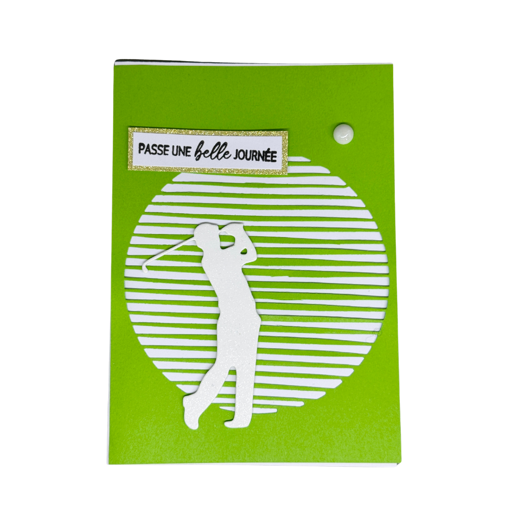 Carte Fait Main Golf – Silhouettes 3D et Vœux « Passe une belle journée »