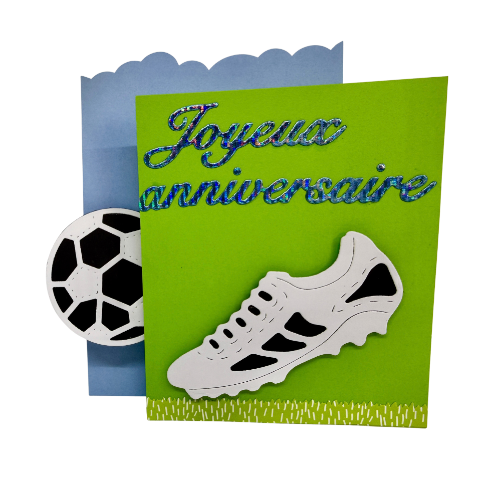 Carte d&rsquo;anniversaire football interactive – Effet tir au but coulissant et relief 3D