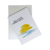 Carte de condoléances soleil couchant posée sur son enveloppe assortie gris perle